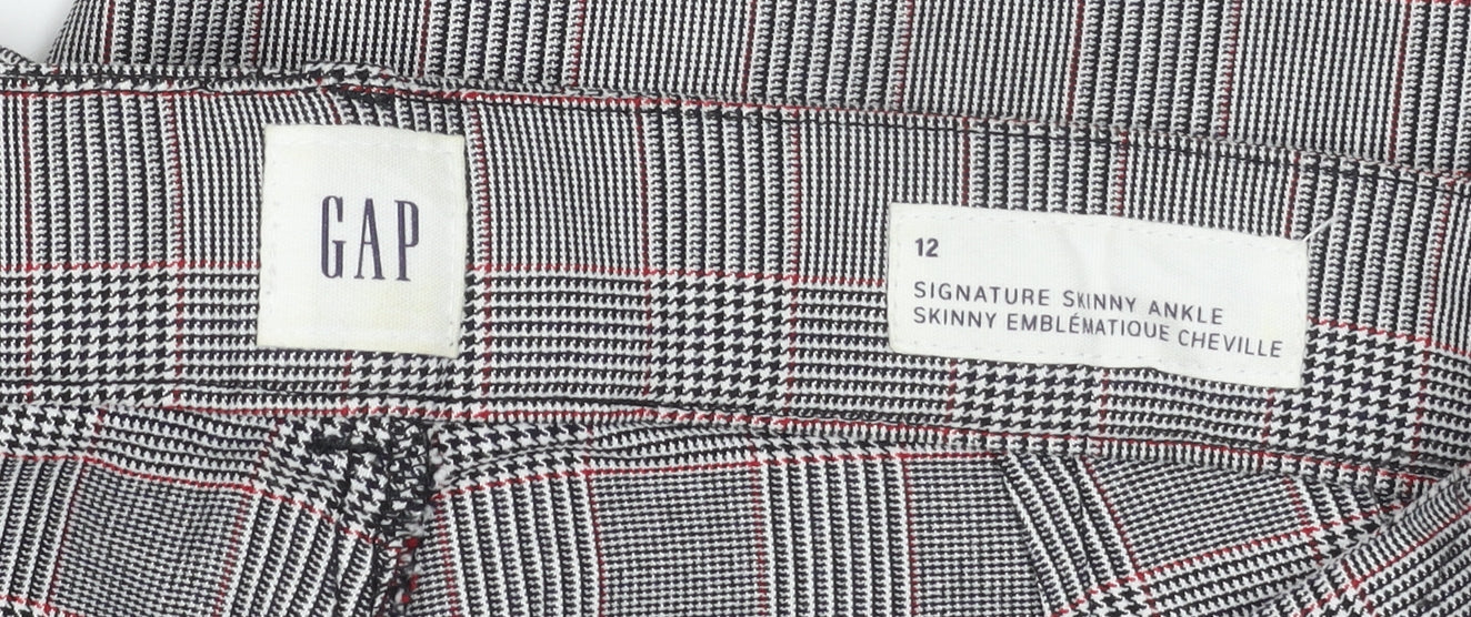 GAP Womens Grey Check Skinny Ankle Trousers Size 12