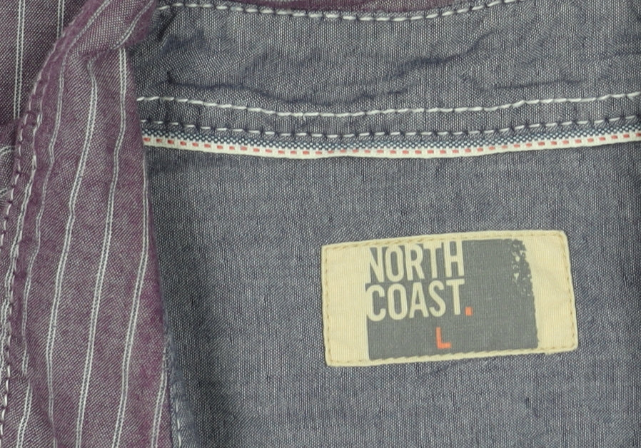 Marks & Spencer North Coast Men’s Purple Striped Cotton Shirt L