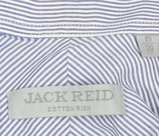 Jack Reid Men's Blue Striped Dress Shirt Size 15/38 Long Sleeve