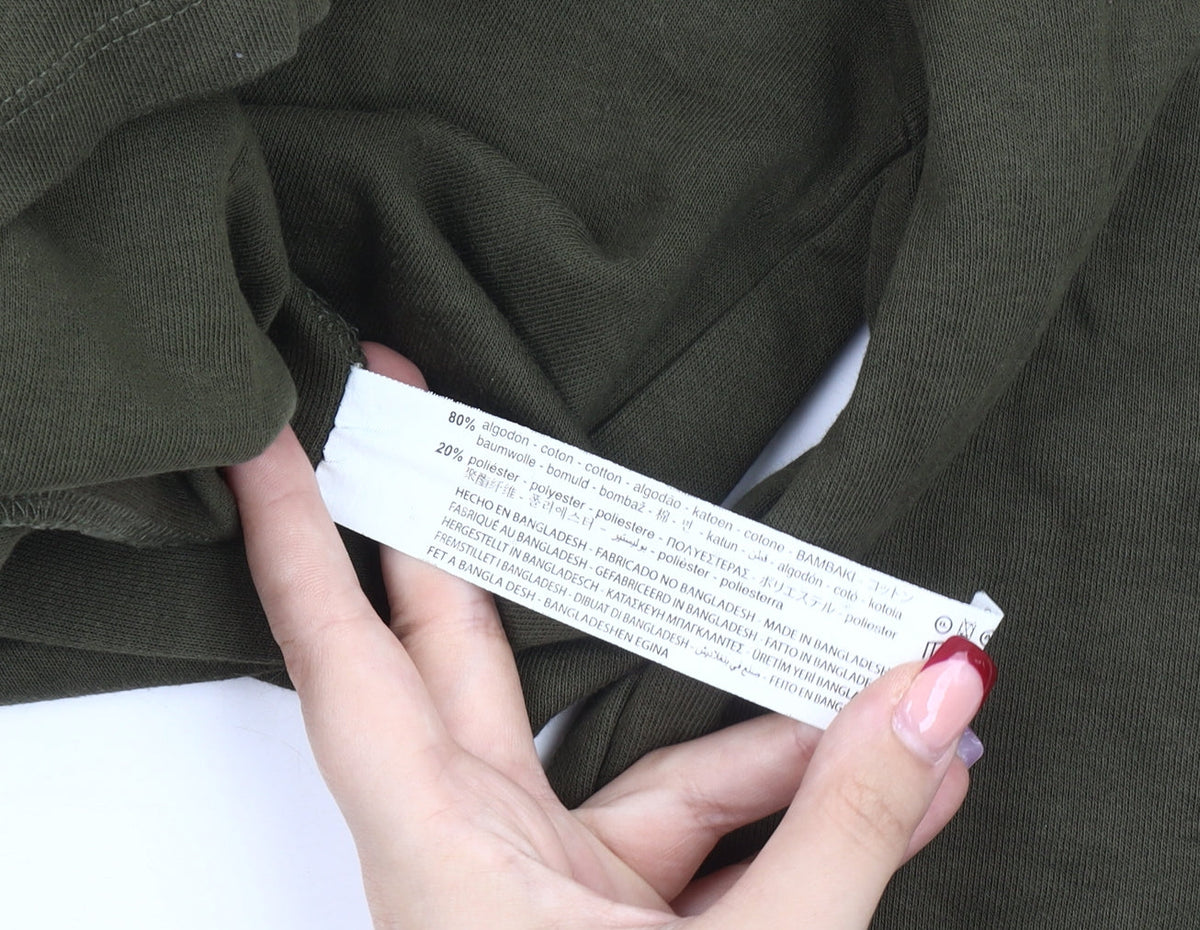 Zara Women Green Roll Neck Shift Dress Size M Knee Length 3/4 Sleeve