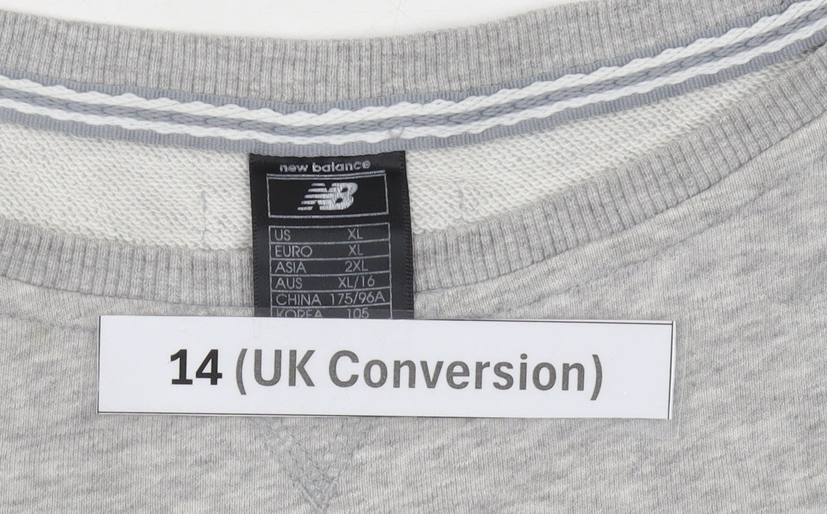 New Balance Women Grey Logo Sweatshirt Size 14 Raglan Sleeve