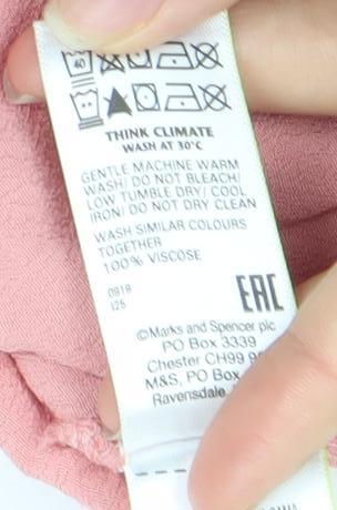 Marks & Spencer Womens Pink Viscose Long Sleeve Tunic Blouse Size 8