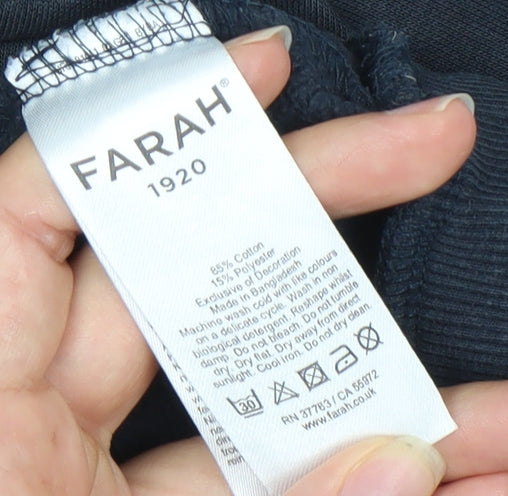 Farah Men’s Blue Half Zip Sweatshirt M Regular Fit Logo