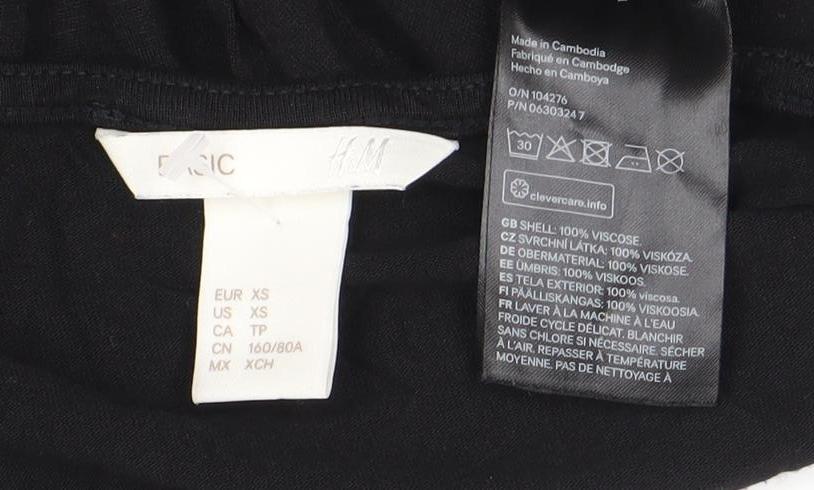 H&M Women’s Black XS A-Line Knee Length Viscose Dress