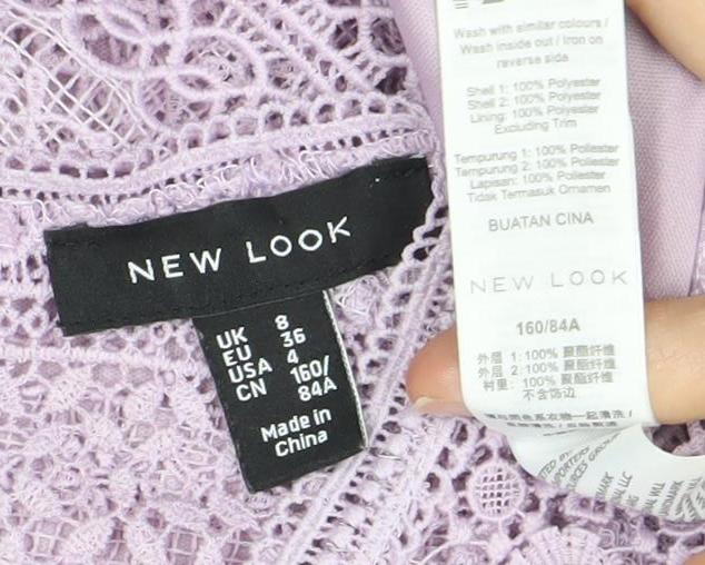 New Look Womens Purple Lace Blouse Size 8 Sleeveless Zip Back