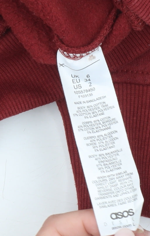ASOS Women’s Red Pullover Hoodie UK 6 Cotton Blend Casual