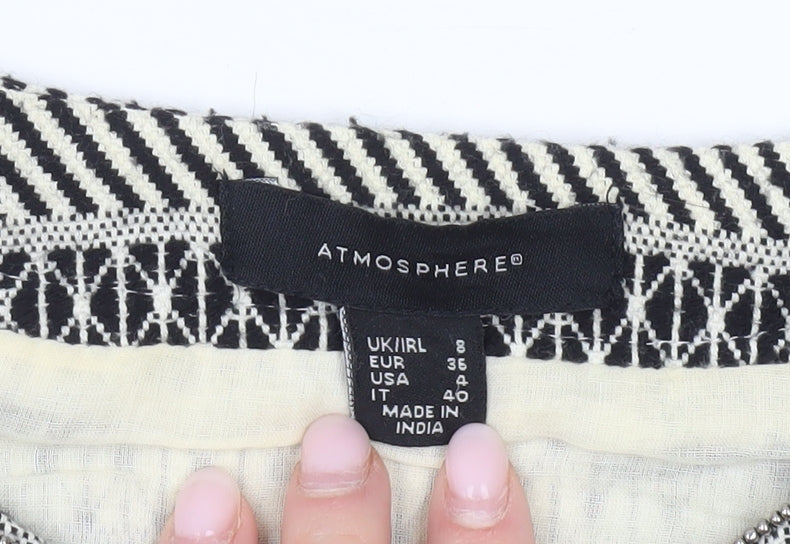 Atmosphere Womens Black White Geometric Jacket Size 8 Cotton Blend