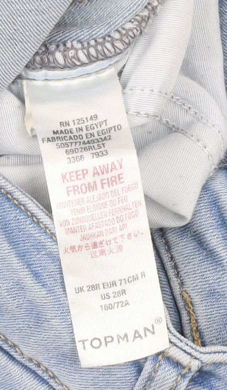 Topman Men’s Blue Skinny Jeans Size 28R Distressed Denim