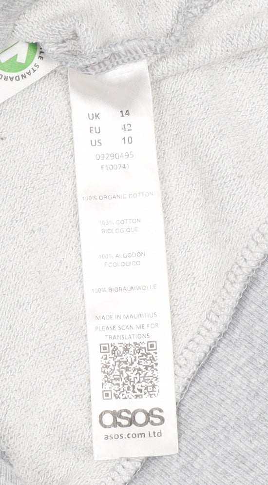 ASOS Women’s Grey Cotton Pullover Sweatshirt Size 14 Regular Fit