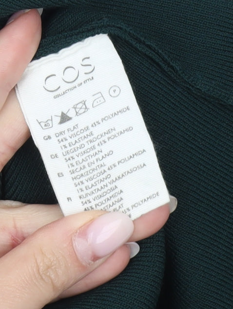 COS Women Green XS Shift Dress Long Sleeve Knit Viscose Blend