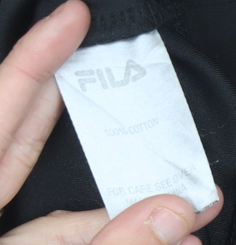 Fila Womens Black Pullover Hoodie Size 6 Regular Fit Logo Sportswear