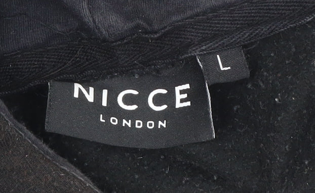NICCE London Mens Black Pullover Hoodie Size L Graphic Logo
