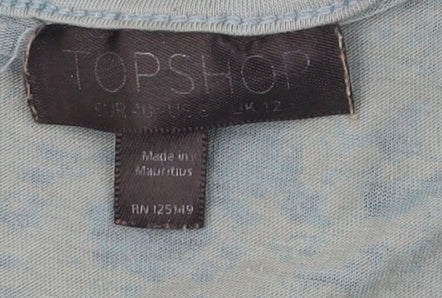 Topshop Women’s Blue Tank Top UK 12 Scoop Neck Sleeveless Zip Back