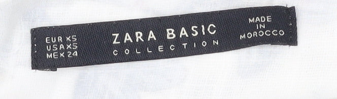 Zara Women’s Multicoloured Floral Cropped Blouse XS Cotton Viscose