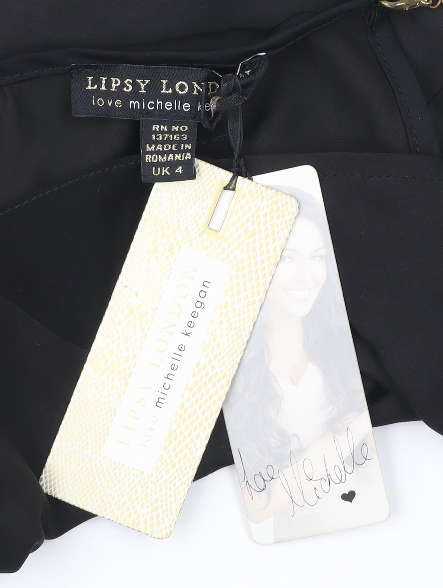 Lipsy London Women’s Black Size 4 V-Neck Chiffon Tank Top