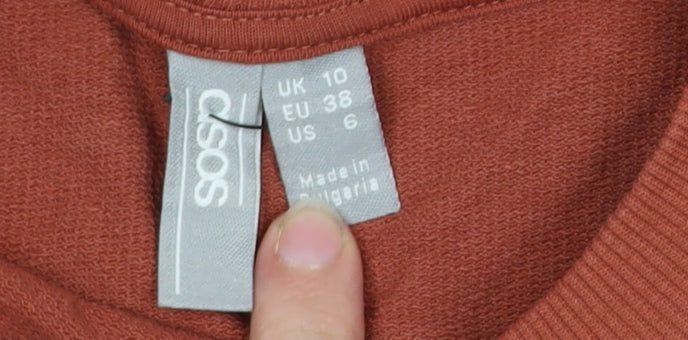 ASOS Women’s Rust Orange Crew Neck Sweatshirt UK 10 Cotton Blend