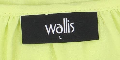 Wallis Women’s Yellow Tunic Blouse L 3/4 Sleeve Chiffon V-Neck