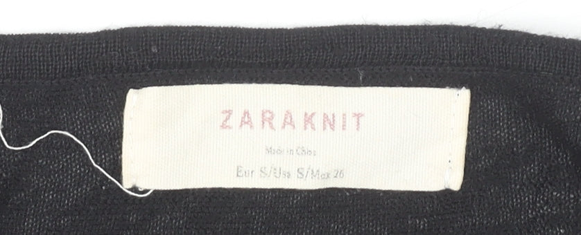 Zara Women’s Black Beaded V-Neck Knit Jumper Size S