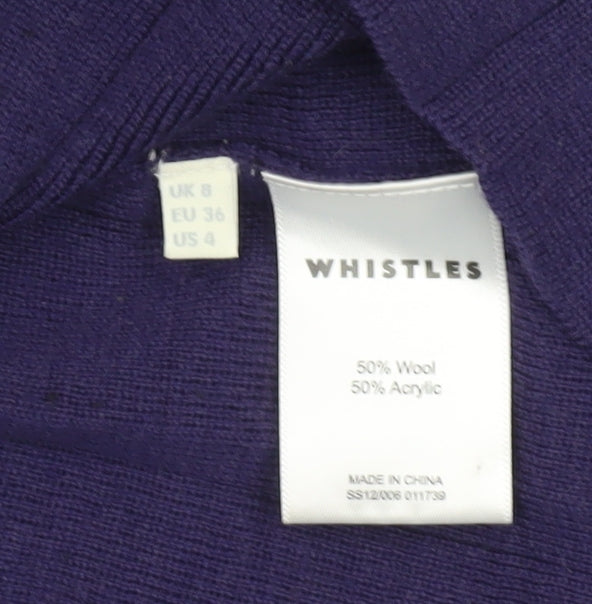 Whistles Women Purple Wool Blend Shift Dress UK 8 Long Sleeve