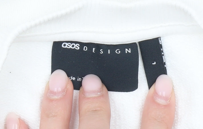 ASOS DESIGN Women’s White Crew Neck Pullover Sweatshirt Size L