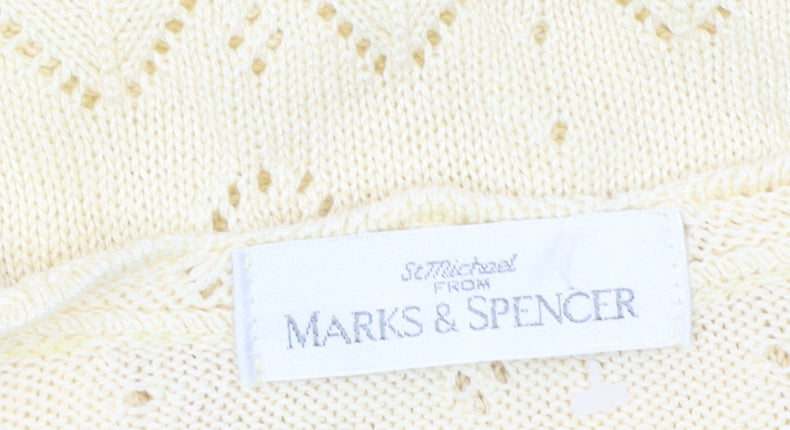 Marks & Spencer Women’s Yellow Knit Open Jumper Size 16 Vintage