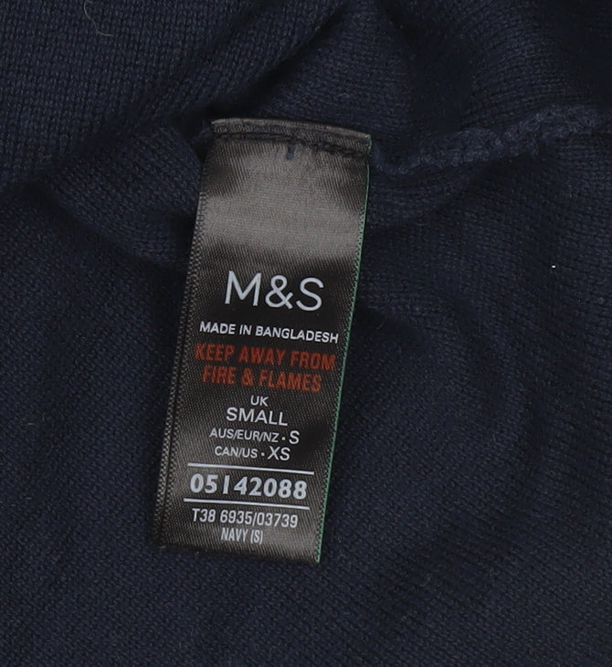 Marks & Spencer Womens Small Navy Blue Cotton Pullover Jumper