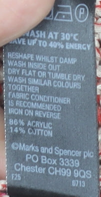 Marks & Spencer Womens Multicoloured Knit V-Neck Jumper UK 14