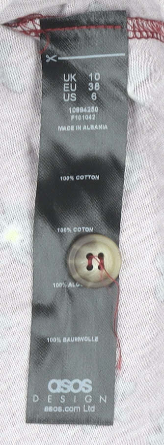 Brand and care label for ASOS DESIGN Women’s Red Floral A-Line Button Dress UK 10
