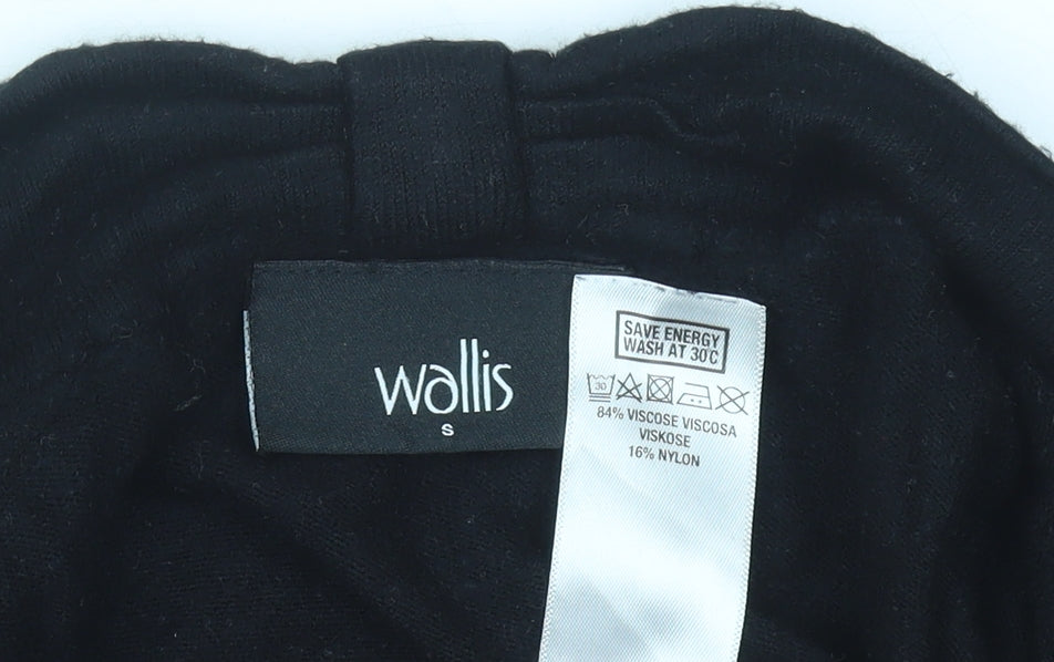 Wallis Women’s Black Collared Open Cardigan Size S Knit Long Sleeve
