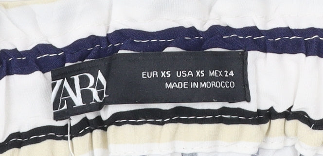 Zara Women XS Striped Lightweight Relaxed Trousers Multicoloured