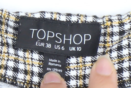 Topshop Womens Skirt UK 10 Multicoloured Tweed Check Button Mini
