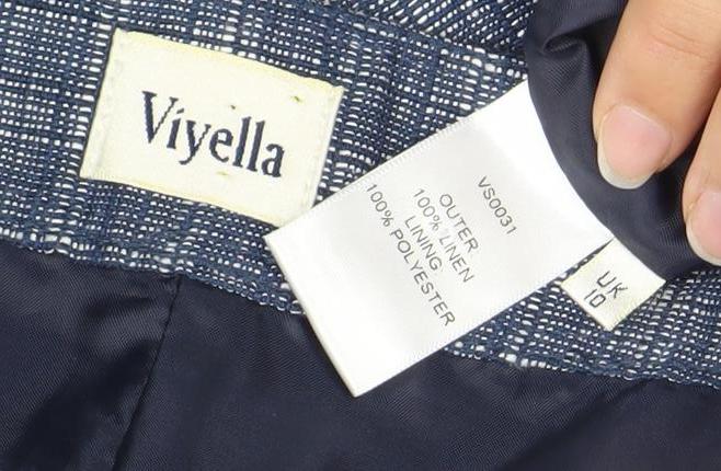 Viyella Womens Blue Linen Midi Straight Skirt Size 10