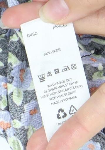 Michelle Keegan Womens Multicoloured Floral Blouse Size 8 Puff Sleeve