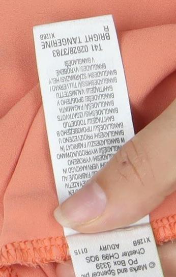 Marks & Spencer Womens Orange Blouse UK 10 Short Sleeve Crochet