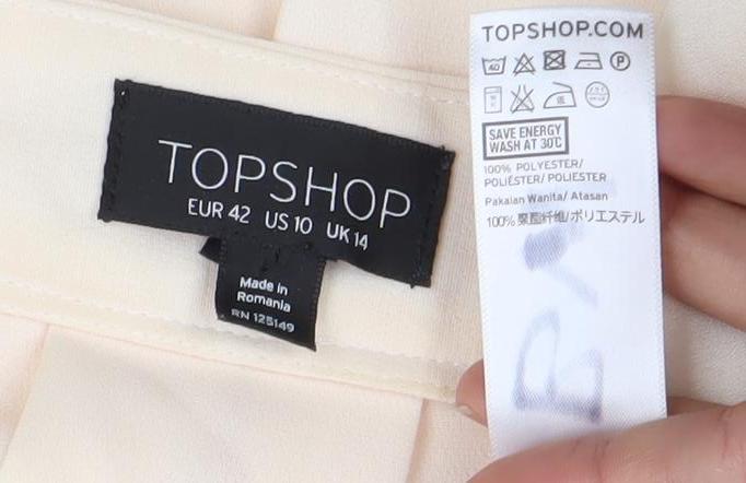 Topshop Womens Ivory Ruffle Cold Shoulder Camisole Blouse Size 14