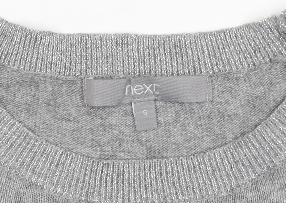 Next Women’s Grey Tunic Jumper Dress Size 6 Crew Neck Long Sleeve