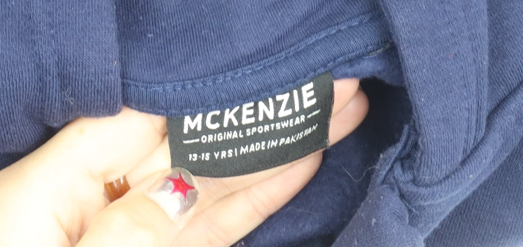 McKenzie Boys Blue Zip Up Hooded Jacket 13-14 Years Full Zip Logo