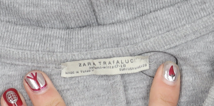 Zara Trafaluc Womens Grey Cotton Crew Neck Pullover Jumper Size 12