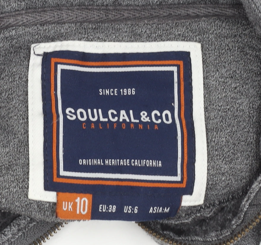 SoulCal Women’s Grey Hoodie Jacket UK 10 Zip Logo Casual