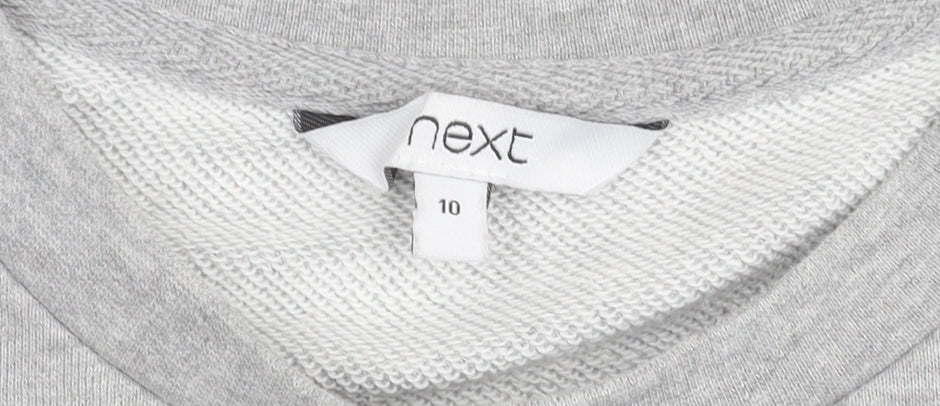 Next Women’s Grey Cotton Blend Tunic Jumper Size 10 Crew Neck