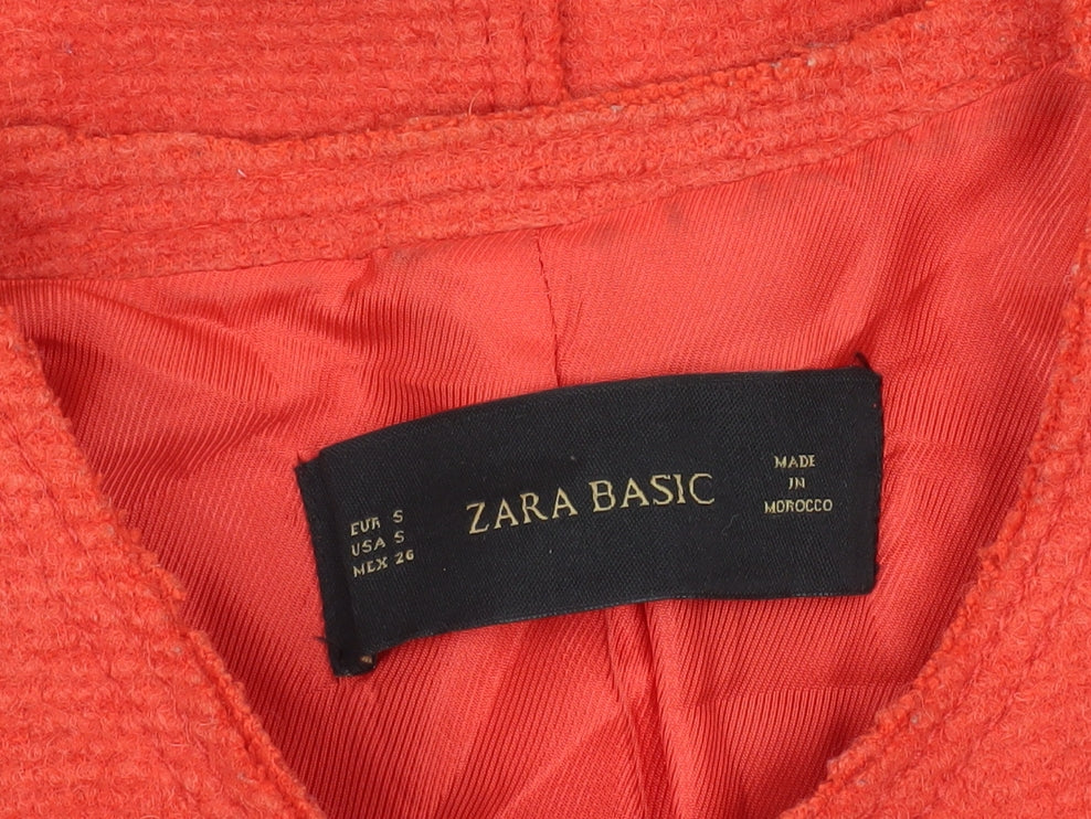 Zara Basic Women's Red Collarless Blazer Jacket Size S