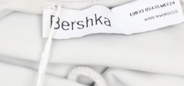 Bershka Women’s Silver XS Bodycon Midi Halter Lace Up Party Dress