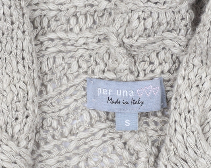 Marks and Spencer Per Una Women Beige Knit Hooded Cardigan Size S