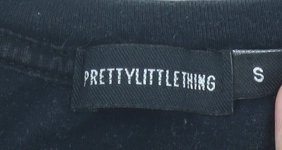 PRETTYLITTLETHING Womens Black Graphic Wanderer T-Shirt Size S