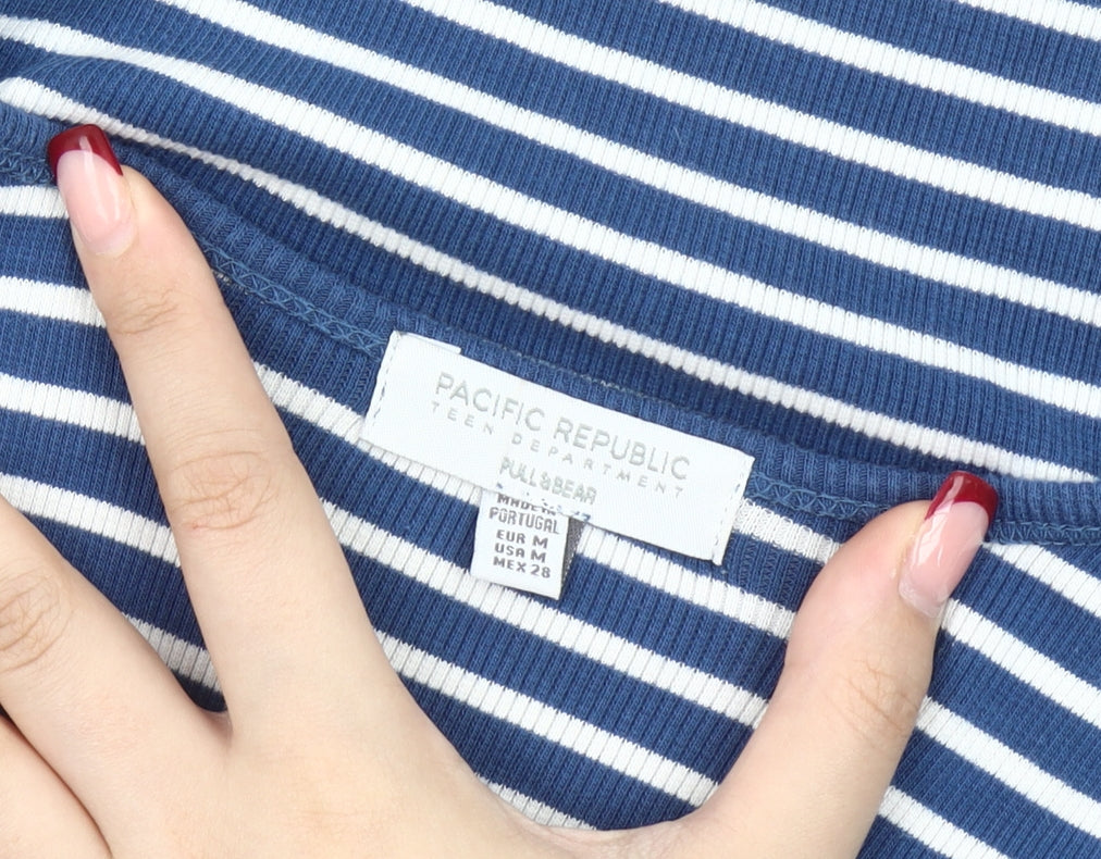 Pull&Bear Teens Blue White Striped Tank Top Size 12 Cotton Blend