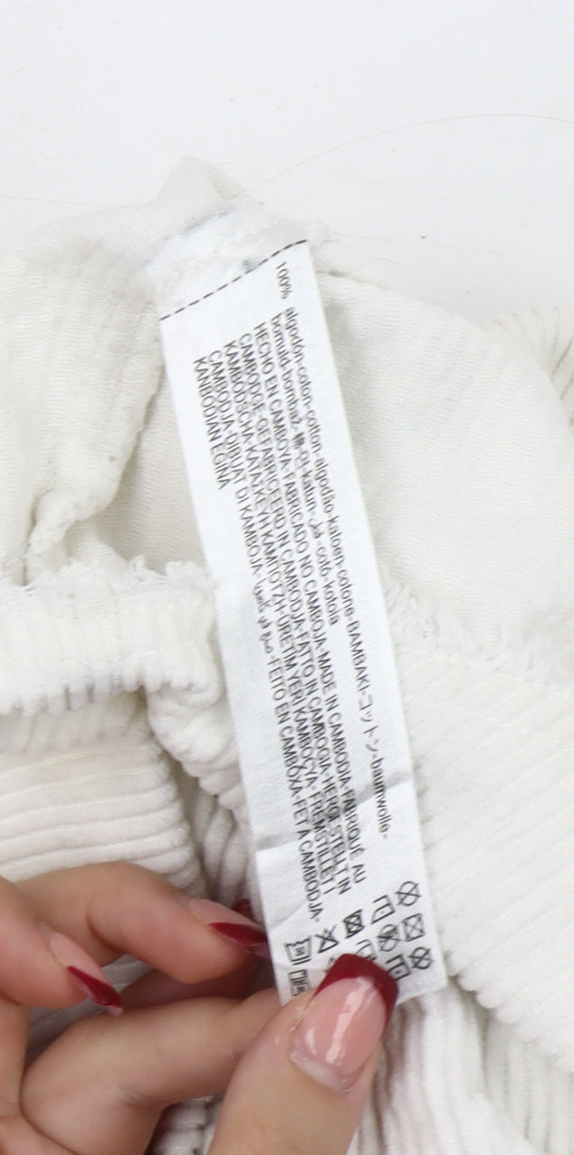 Zara Women White Cotton Corduroy Jacket Size S Casual Button Front
