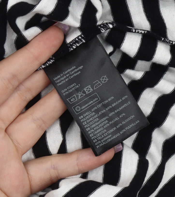 Divided Women’s Black White Striped T-Shirt Dress Size 8