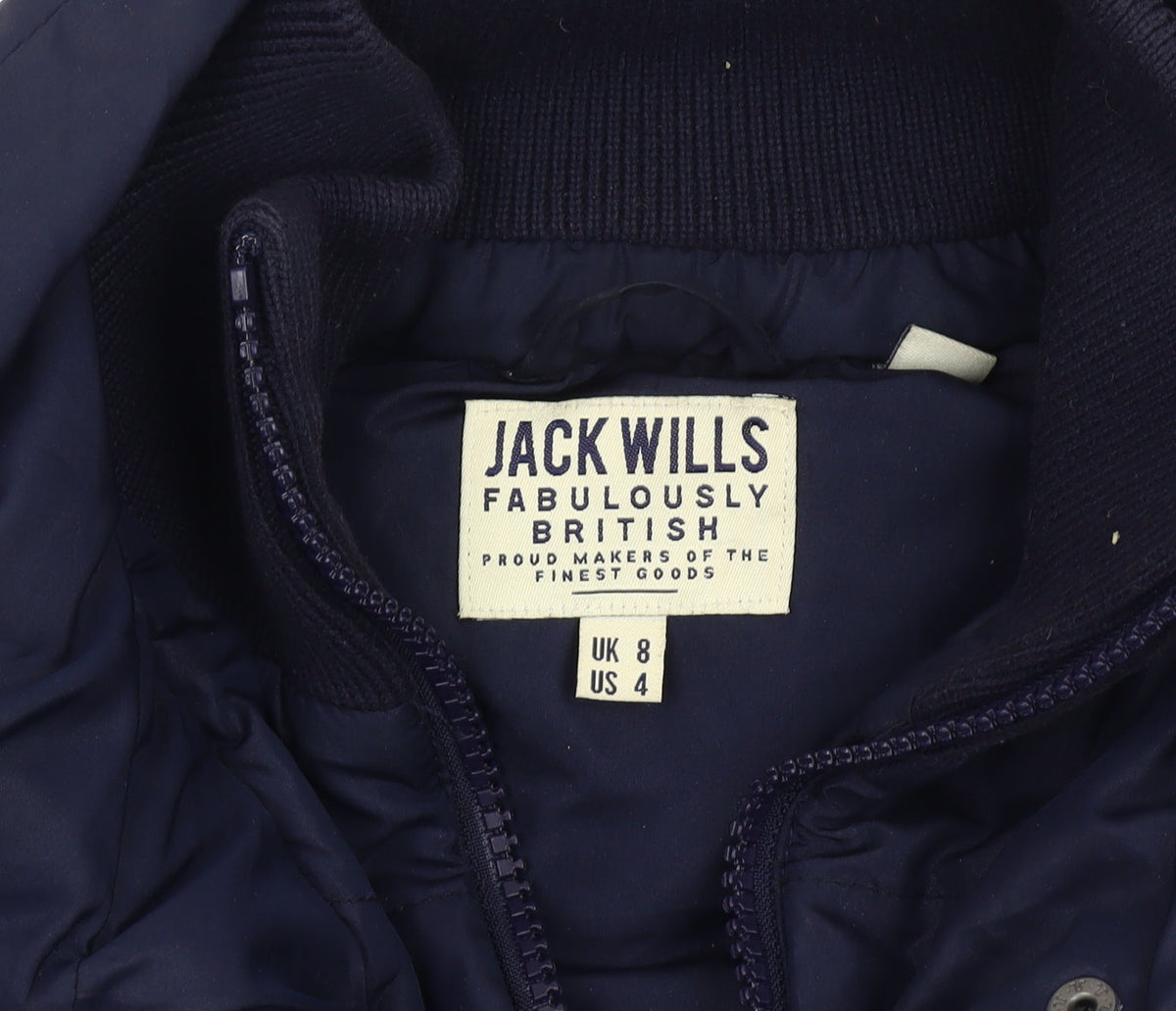Jack Wills Women’s Blue Puffer Waistcoat Gilet UK 8 Sleeveless Casual