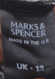 Marks & Spencer Womens Black Animal Print Button-Up Shirt UK 12