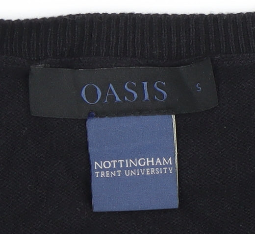 Oasis Womens Black Lace Knit Long Sleeve Blouse Size S